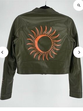 Two to Five Let The Sun Shine In - army green leather jacket